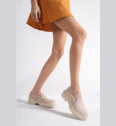 Снимка на Capone Outfitters Capone Women's Loafers With Oval Toes and Trak Sole Suede Beige