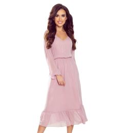 Снимка на Chiffon midi dress with a neckline and ruffle Numoco
