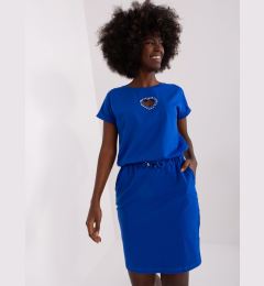 Снимка на Cobalt blue sweatshirt dress with short sleeves