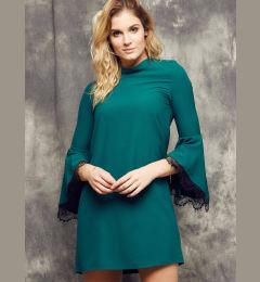 Снимка на Cocomore Boutiqe dress with stand-up collar and flared sleeves green
