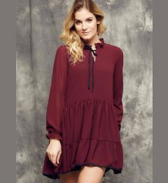 Снимка на Cocomore Boutiqe dress with stand-up collar and ruffles burgundy