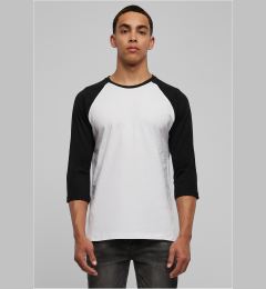 Снимка на Contrasting raglan T-shirt with 3/4 sleeves wht/bl