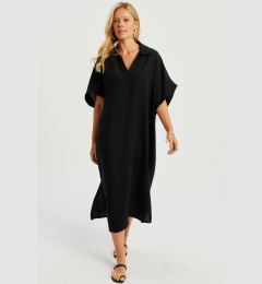 Снимка на Cool & Sexy Women's Black Linen Midi Dress DMR85