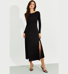 Снимка на Cool & Секси Дамски Черно Backless Двойна цепка Макси рокля