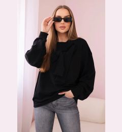 Снимка на Cotton blouse with bow black