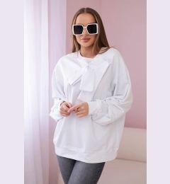 Снимка на Cotton blouse with bow in white