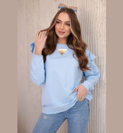 Снимка на Cotton blouse with pleats on the shoulders blue