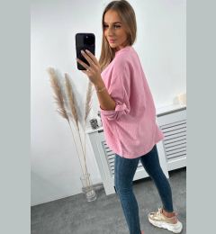 Снимка на Cotton blouse with rolled up sleeves in light pink color