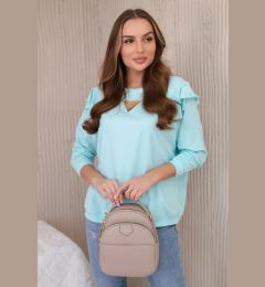 Снимка на Cotton blouse with ruffles on the shoulders mint