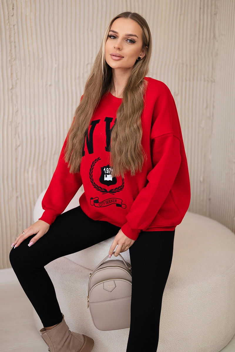 Снимка на Cotton set insulated sweatshirt + leggings red