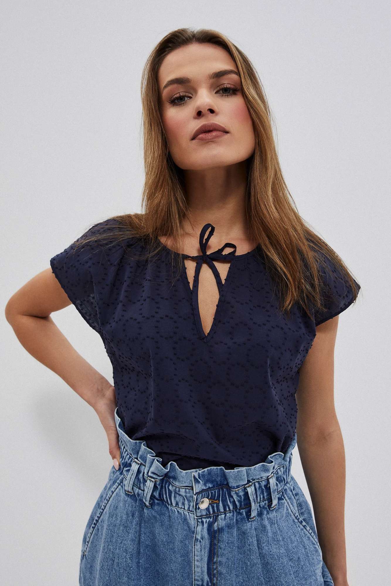 Снимка на Cotton shirt blouse - dark blue