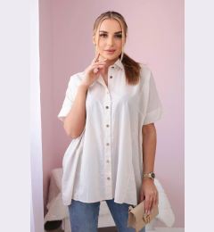 Снимка на Cotton shirt with short sleeves beige color
