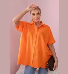 Снимка на Cotton shirt with short sleeves in orange color