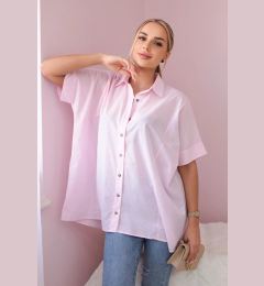 Снимка на Cotton shirt with short sleeves in powder pink color