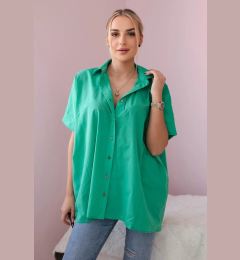 Снимка на Cotton shirt with short sleeves of green color