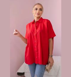 Снимка на Cotton shirt with short sleeves, red