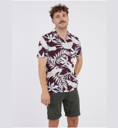 Снимка на Cream-burgundy men's flowered polo shirt LERROS - Men