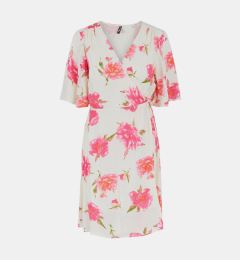 Снимка на Cream floral wrap dress Pieces Tianna - Women's