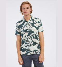 Снимка на Cream-green men's flowered polo shirt LERROS - Men