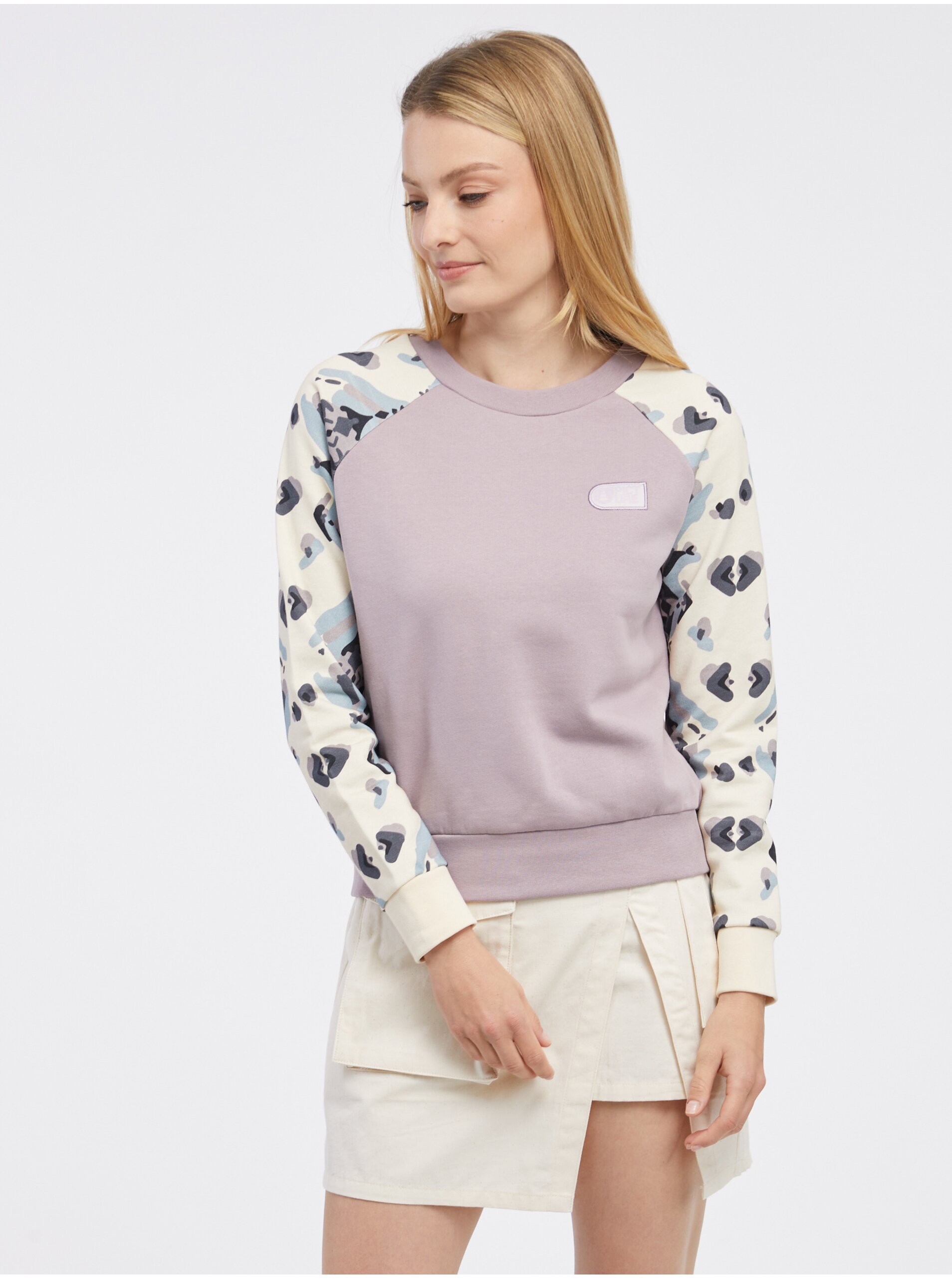 Снимка на Cream-Purple Women Patterned Sweatshirt Picture Blayr - Women