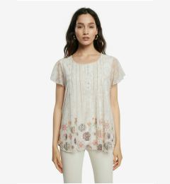 Снимка на Cream Women's Patterned T-Shirt Desigual TS Norte - Women