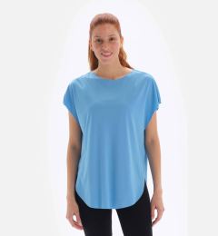 Снимка на Dagi Light Blue Women's T-Shirt Boat Neck