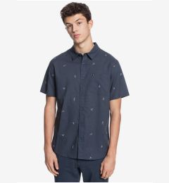Снимка на Dark blue men's patterned shirt with short sleeves Quiksilver - Men