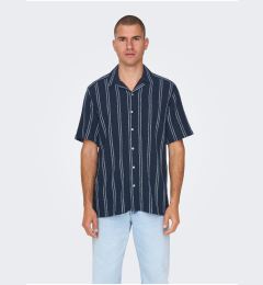 Снимка на Dark blue men's striped shirt ONLY & SONS Trev - Men's