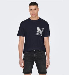 Снимка на Dark blue men's T-shirt ONLY & SONS Perry - Men's