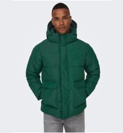 Снимка на Dark green men's quilted winter jacket ONLY & SONS Carl - Men's