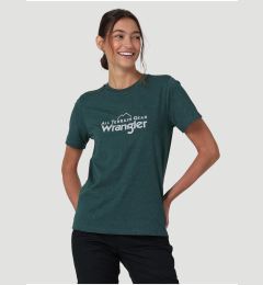 Снимка на Dark green women's striped T-shirt Wrangler - Women's