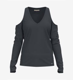 Снимка на Dark Grey Women's T-Shirt with Exposed Shoulders Pepe Jeans Cora - Women