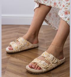 Снимка на D/CEO Beige crochet sandals with buckles on straps Firada