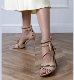 Снимка на D/CEO Beige high-heeled sandals with embellishments Trinnis