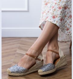 Снимка на D/CEO Black glitter wedge sandals Saluni