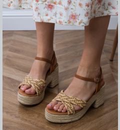 Снимка на D/CEO Brown braided block heel sandals Marfi