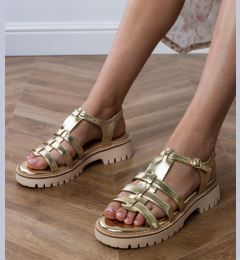 Снимка на D/CEO Golden gladiator sandals with buckle Dunara