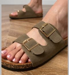 Снимка на D/CEO Green cork-soled sandals with buckles Cloud