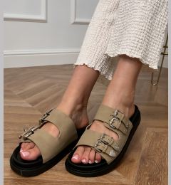 Снимка на D/CEO Green women's slides with decorative buckles Fetta