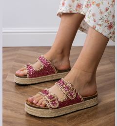 Снимка на D/CEO Pink espadrille sandals with buckles Induri