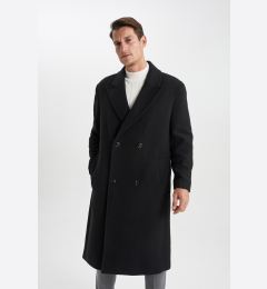 Снимка на DEFACTO Men's Black Regular Fit Lined Buttoned Pocket Cashmere Coat Parka