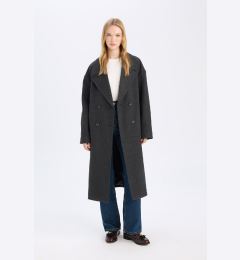 Снимка на DEFACTO Oversize Wide Mold Jacket Collar Buttoned Long Cashmere Coat