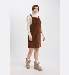 Снимка на DEFACTO Regular Fit Velvet Mini Maternity Overall Dress