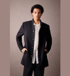 Снимка на DEFACTO Slim Fit Cashmere Coat Parka Slim Cut Stand Collar Buttoned Pocket Lined