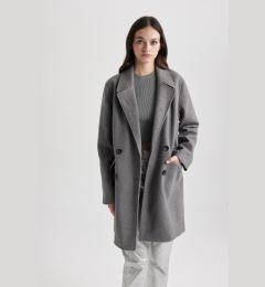 Снимка на DEFACTO Windproof Long Cashmere Coat Oversize Wide Cut Double Breasted Collar Button