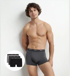 Снимка на DIM COTTON STRETCH BOXER 3x - Men's Boxer Shorts 3 pcs - Black - Grey