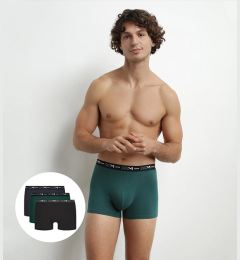 Снимка на DIM COTTON STRETCH BOXER 3x - Men's Boxer Shorts 3 pcs - dark green - blue - black
