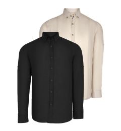 Снимка на DOUBLE SET G721 DEWBERRY MEN'S SHIRT-BLACK-BEIGE