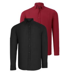Снимка на DOUBLE SET G721 DEWBERRY MEN'S SHIRT-BLACK-BURGUNDY
