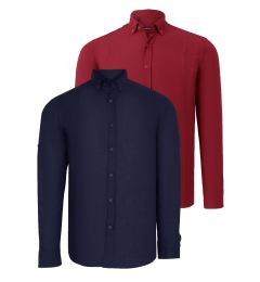 Снимка на DOUBLE SET G721 DEWBERRY MEN'S SHIRT-BURGUNDY-NAVY